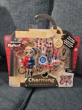 Harley Quinn Charming Bag Charms Set - Red, Blue & White